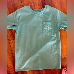 Properly Tied Green SS tshirt with shrimp boil design on back! Size 8